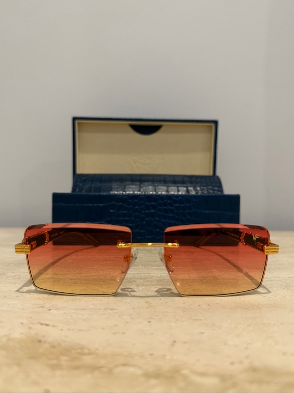 Vintage Frame Company - ICON BUFFS RIMLESS BLACK BUFFALO HORN 24KT GOLD